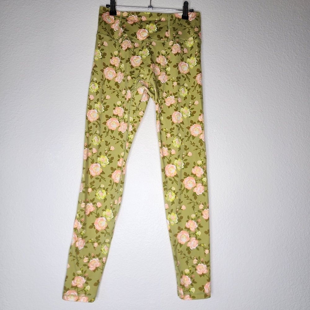 POPFLEX Green Floral High-Waist Leggings - Picture 2 of 4